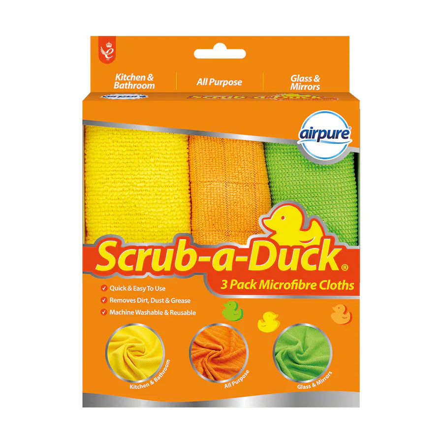 Airpure Scrub A Duck Microfibre Cloths, Pack Of 3