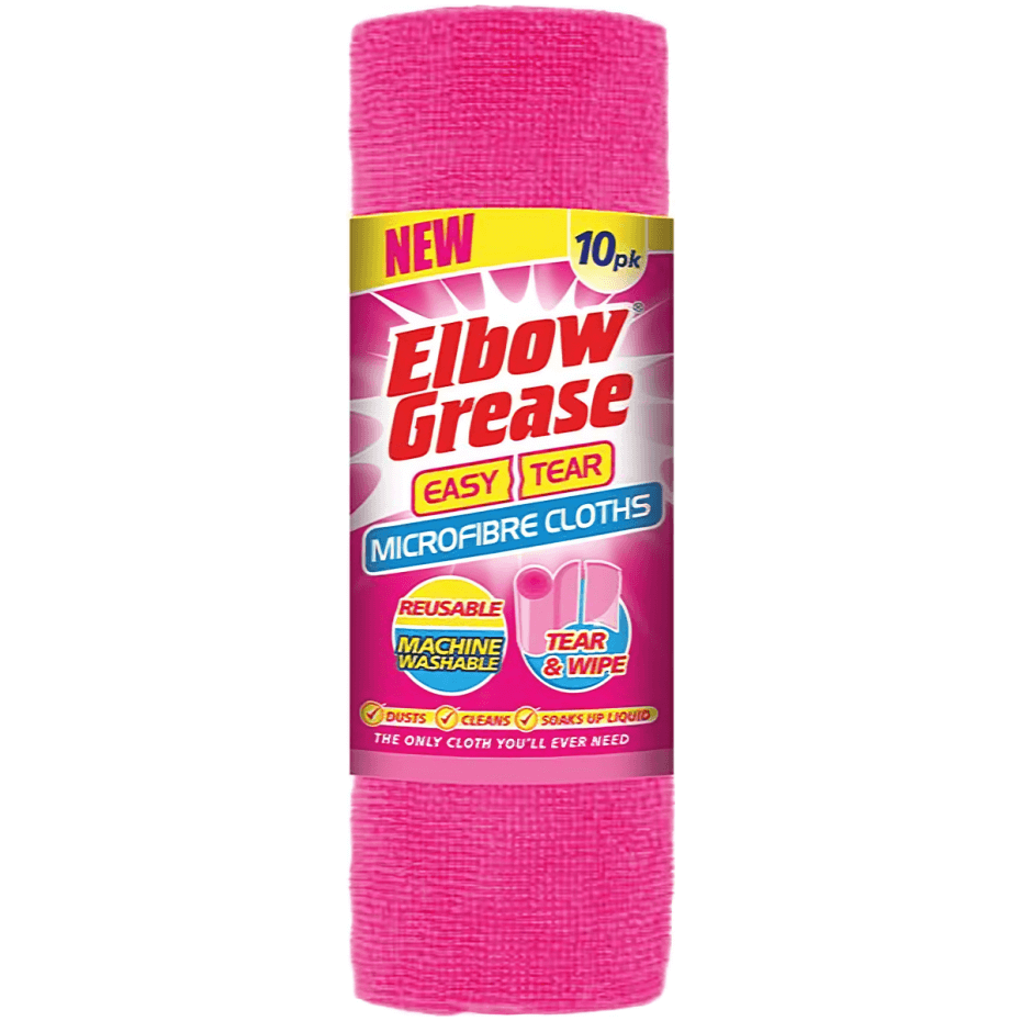 Elbow Grease Easy Tear Reusable Microfibre Cloths, 10 Pack