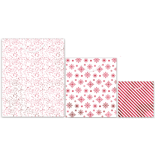Red Christmas Gift Bags, Pack Of 3