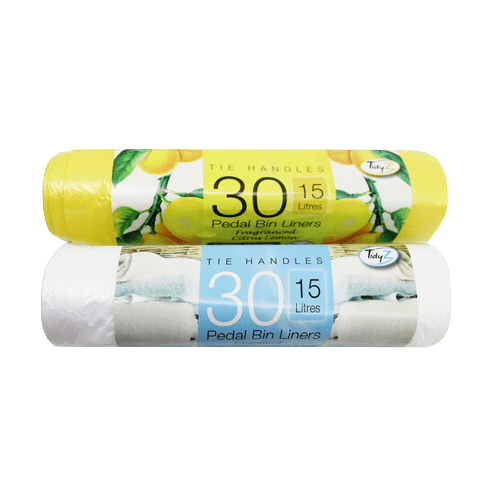 Tidyz 15L Pedal Bin Liners Tie Handle Fragranced 30's 2 Packs