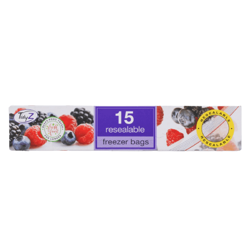 Tidyz Resealable Freezer Bags, 15 Pack