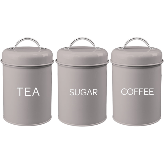 Tea, Sugar & Coffee Canisters Set, Natural