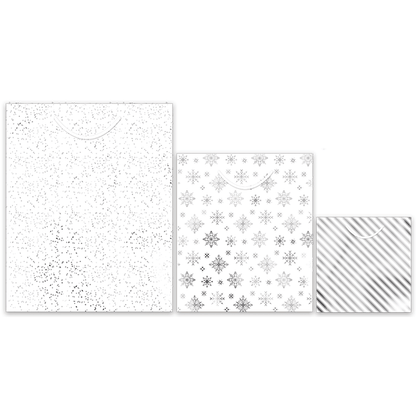 Silver Christmas Gift Bags, Pack Of 3