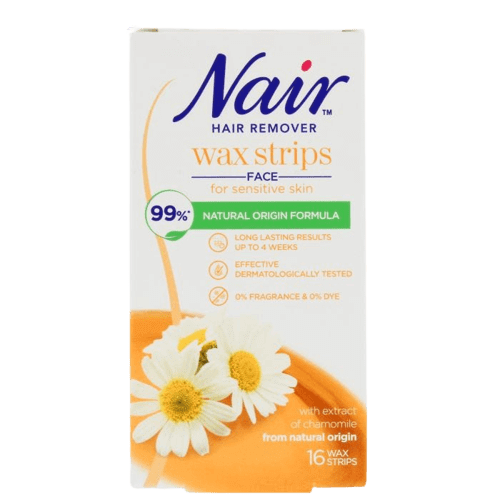 Nair Chamomile Facial Wax Strips for Sensitive Skin, 16 Pack