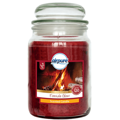 Airpure large glass jar candle 510g fireside glow fragrance