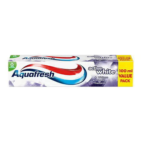 Aquafresh Active White Toothpaste 100ml whitening fluoride