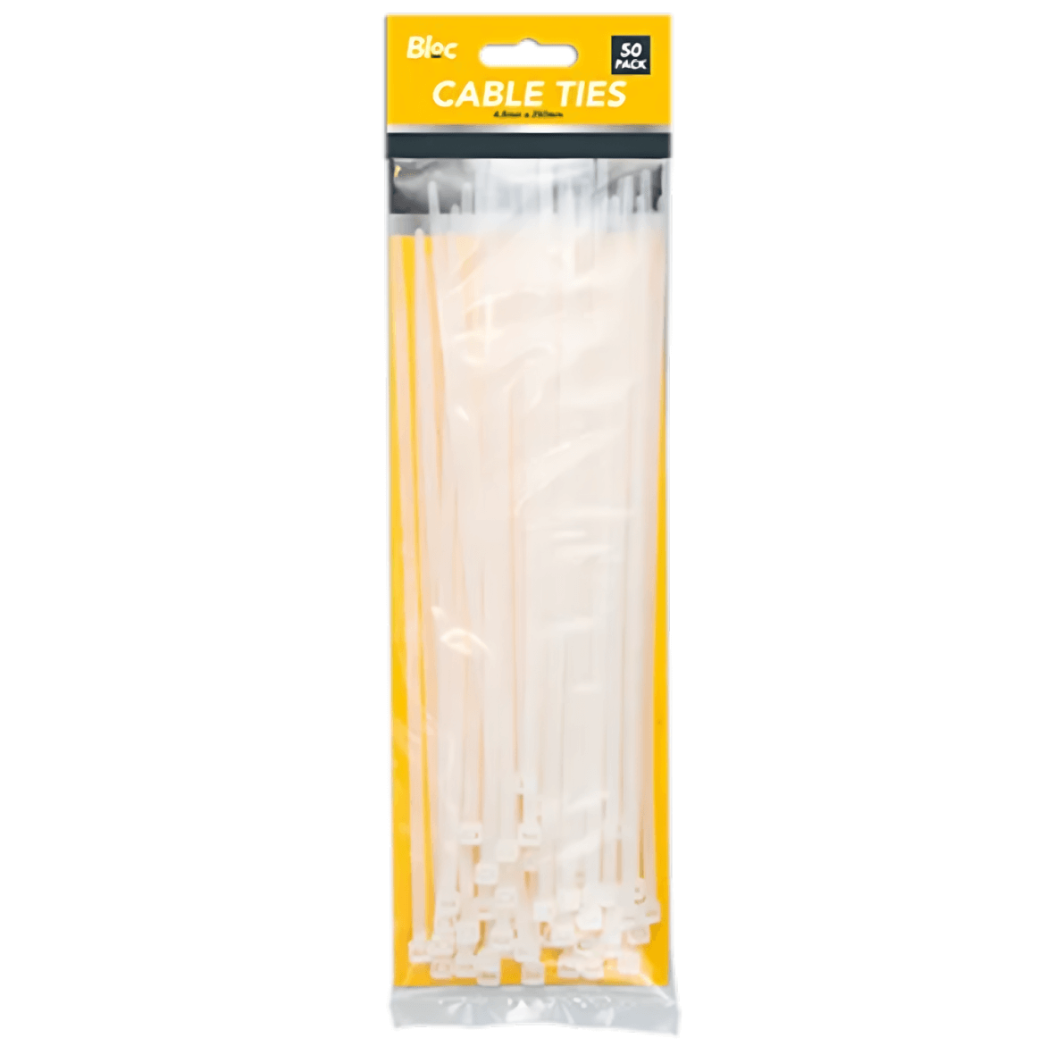 Bloc Cable Ties 4.7mm x 250mm, Pack Of 50 (Black/White)