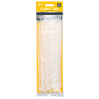 Bloc White Cable Ties 4.7mm x 250mm, Pack Of 50