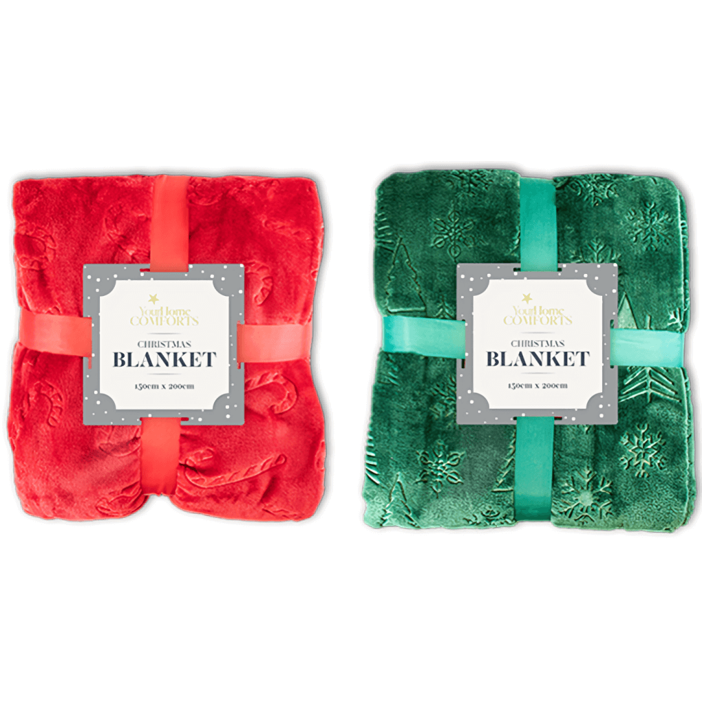 Christmas blanket festive snowflake or candy cane design