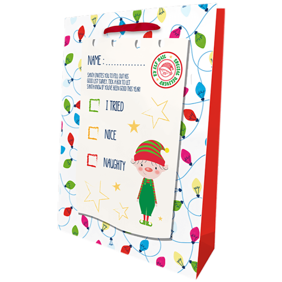 Chrstmas Elf Jumbo Portrait Large Gift Bags