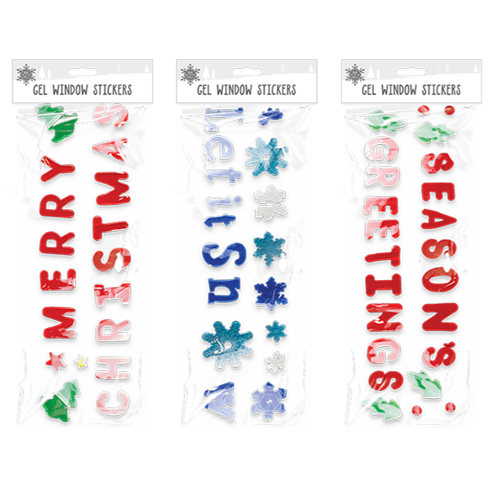 Christmas Gel Window Stickers, 20cm x 20cm