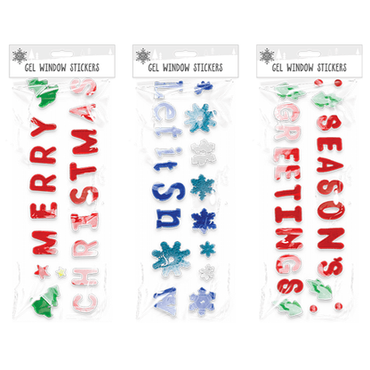 Christmas Gel Window Stickers, 20cm x 20cm