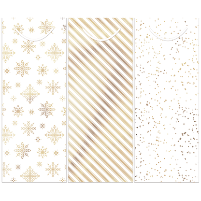 Christmas Gold Bottle Gift Bags, Pack Of 3
