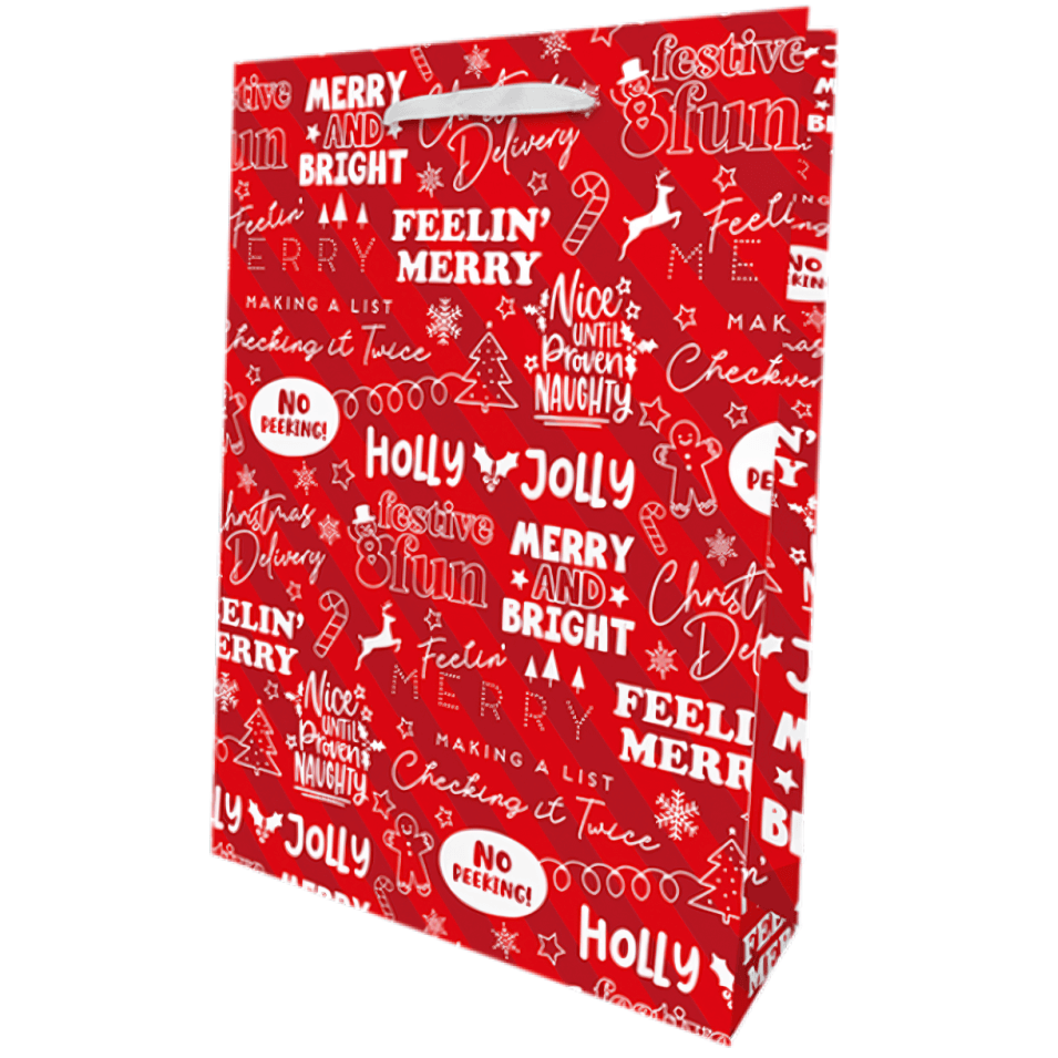 Christmas Holly Jolly Jumbo Portrait Large Gift Bags