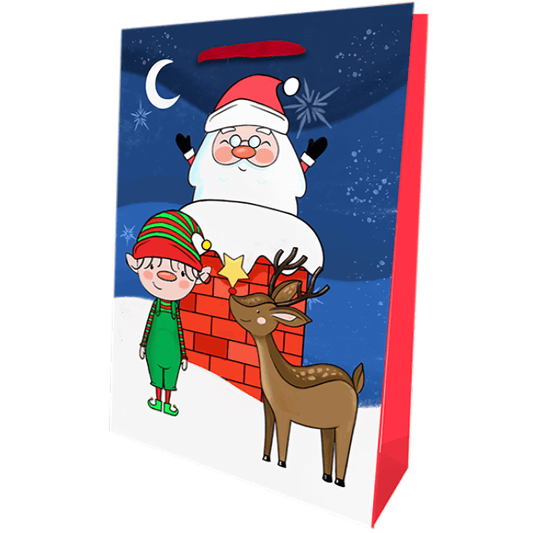 Christmas Jumbo Santa And Friends Portrait Large Gift Bags