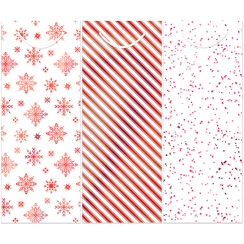 Christmas Red Bottle Gift Bags, Pack Of 3