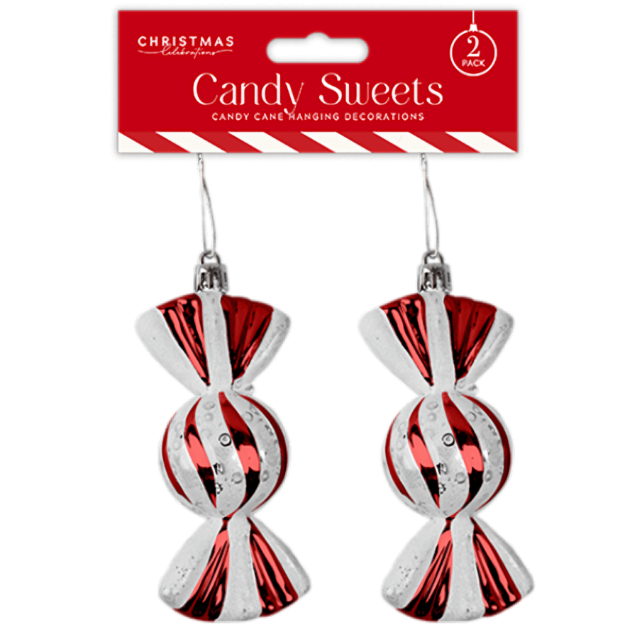 Christmas Red Candy Sweet Decorations, Pack Of 2