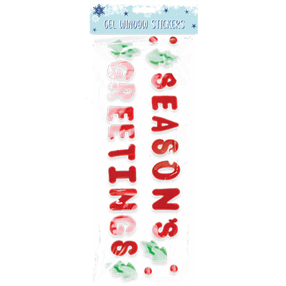 Christmas Season's Greetings Gel window sticker