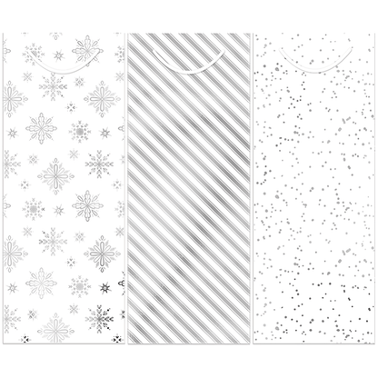 Christmas Silver Bottle Gift Bags, Pack Of 3