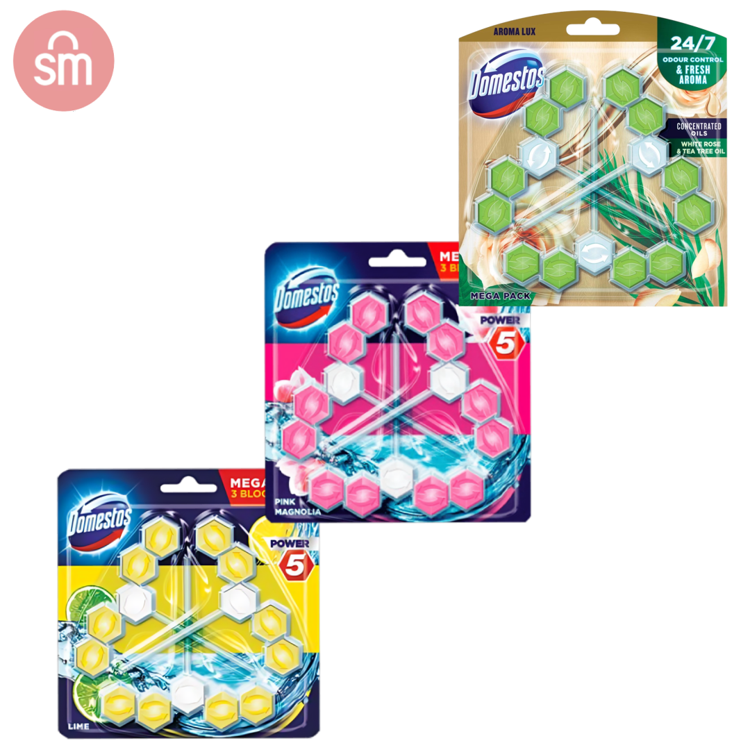 Domestos Power 5 Rim Block Triple Pack Toilet Cleaner