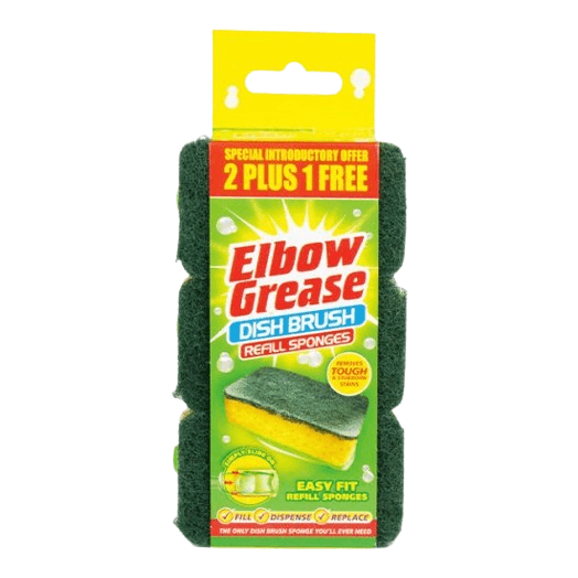 Elbow Grease Dish Brush Refill Sponges, 3 Pack