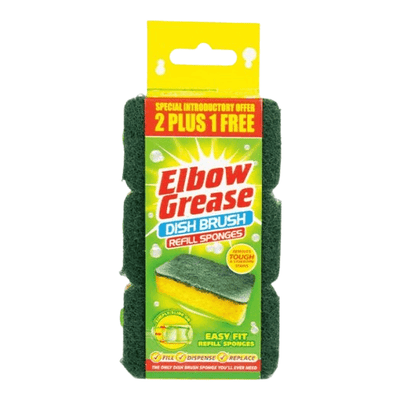 Elbow Grease Dish Brush Refill Sponges, 3 Pack