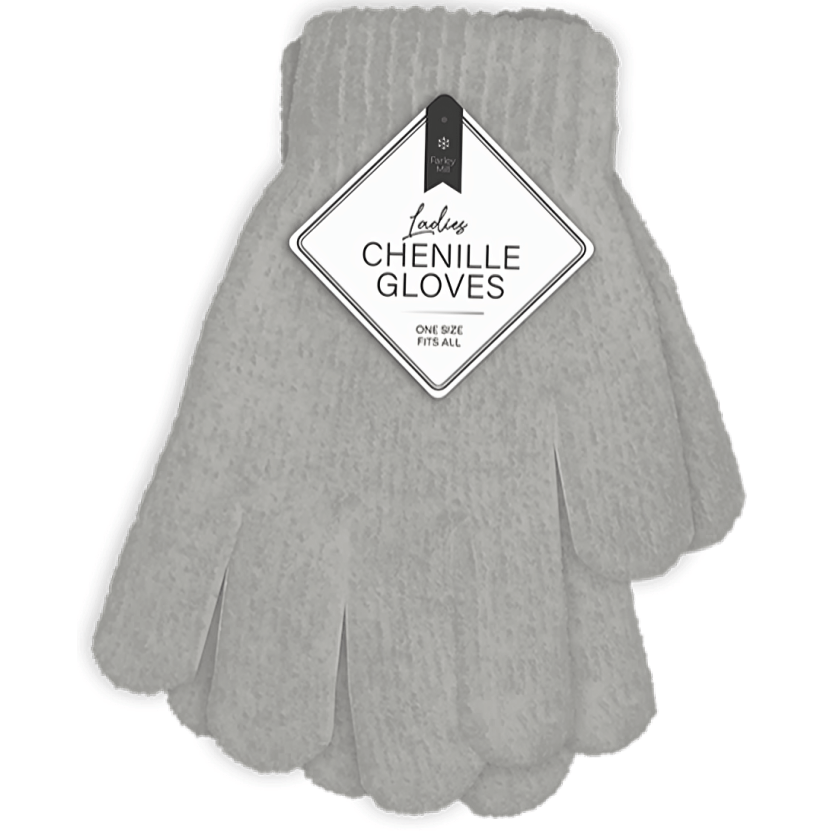 Farley Mill Ladies Grey Chenille Gloves