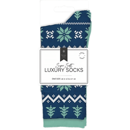 Farley Mill ladies luxury socks 2 pack blue winter design