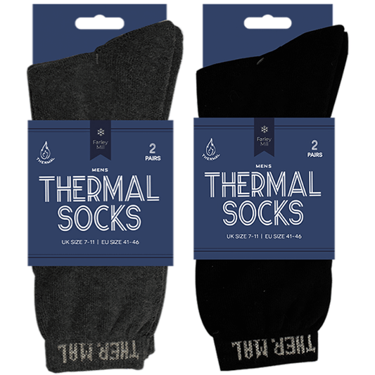 Farley Mill Men's Thermal Socks, Pair Of 2 With Colour Options