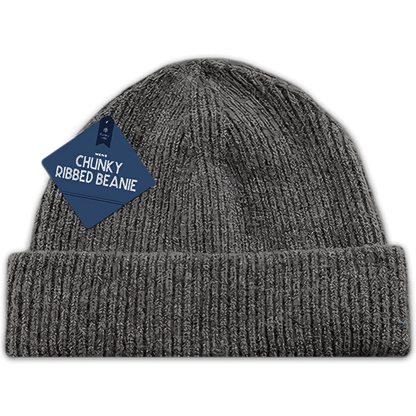 Farley Mills Men's Grey Chunky Ribbed Beanie