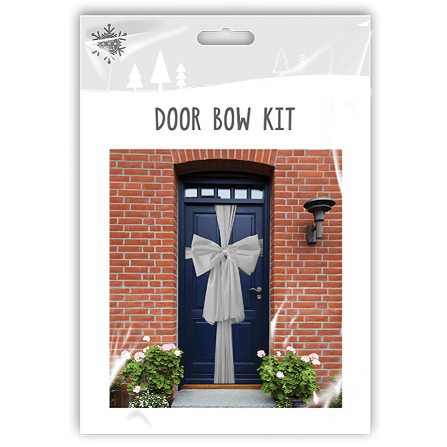 Grey festive organza door bow kit Christmas decoration