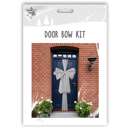 Grey festive organza door bow kit Christmas decoration