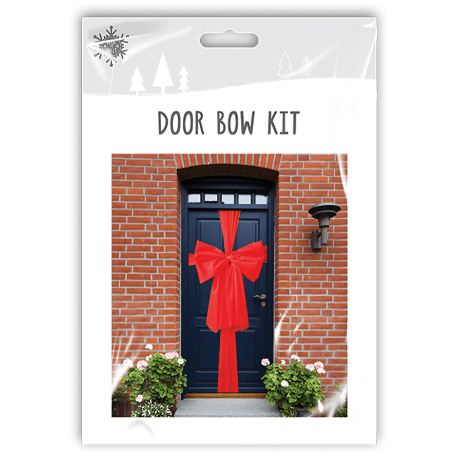 Red festive organza door bow kit Christmas decoration