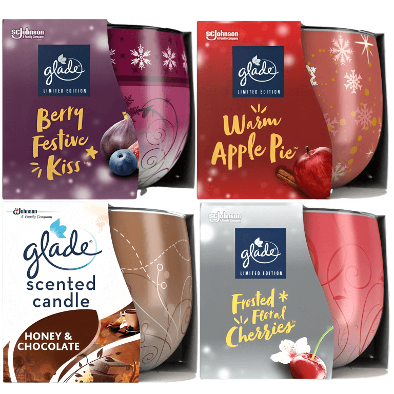 Glade glass candle 120g with long lasting fragrance in elegant glass jar