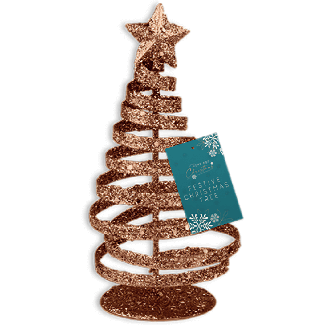 Gold glitter xmas tree decoration 15cm metal spiral
