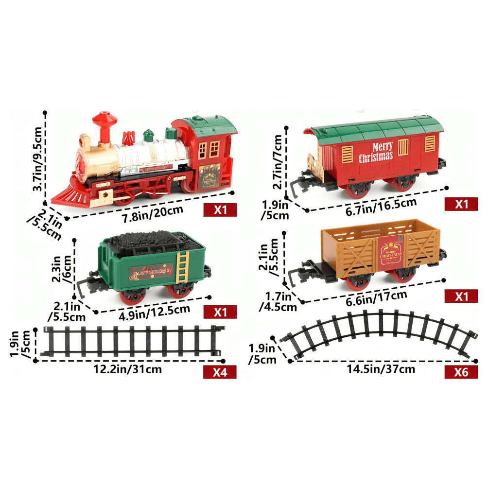 Hoot Christmas Train Set 14 Piece Set Dimensions