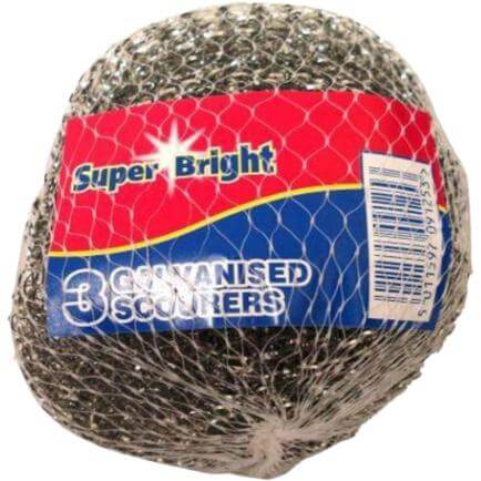 Super Bright Galvanised Scourers, 3 Pack