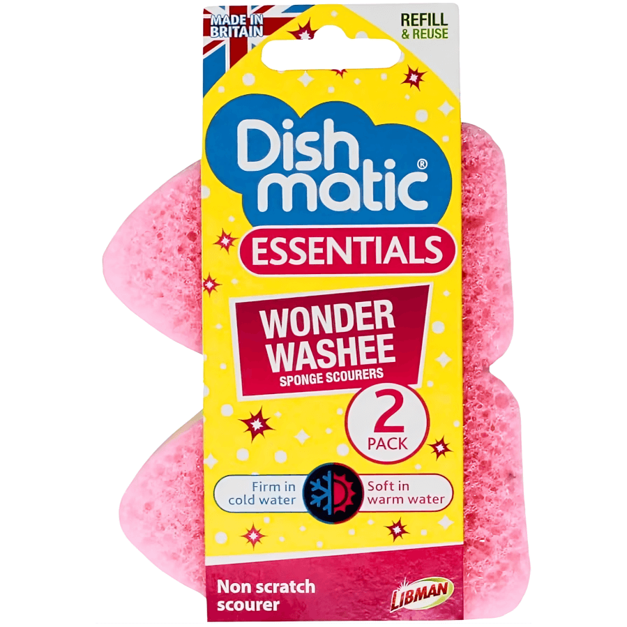 Dishmatic Essentials Wonder Washee Sponge Scourers Refills, 2 Pack