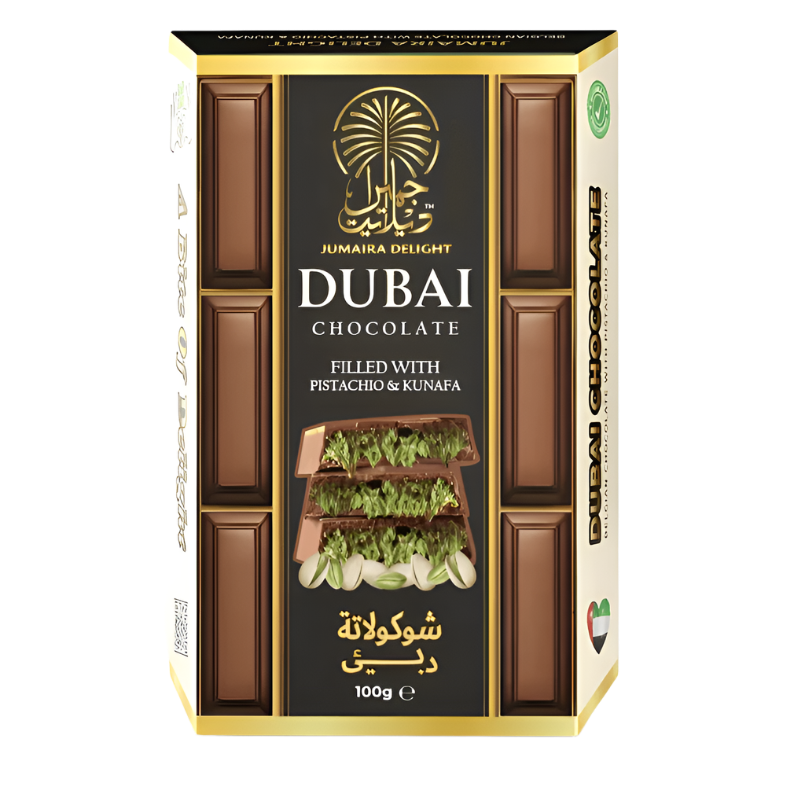 Jumaira Delight Dubai Chocolate Bar 100g, Pistachio & Kanafah