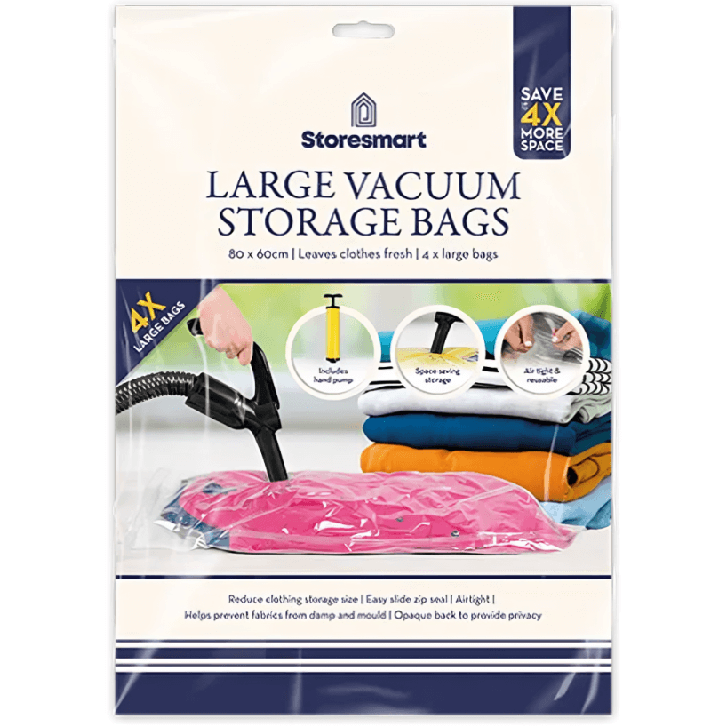 Large Vacuum Storage Bags, 80cm x 60cm (4 Pack)