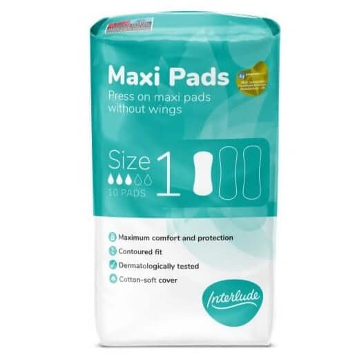 Interlude Maxi Pads Size 1, Pack of 10