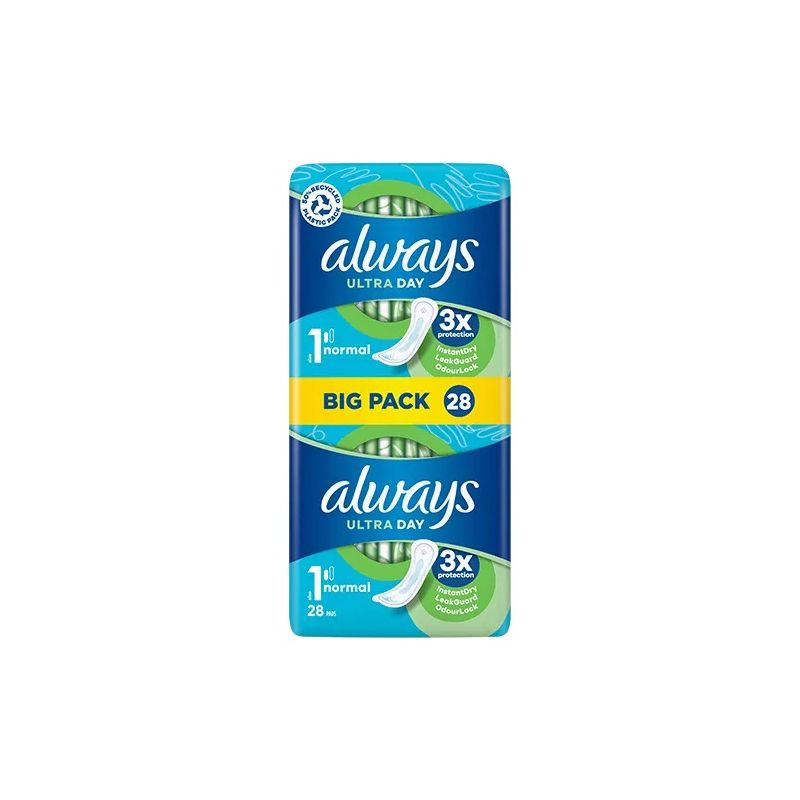 Always Ultra normal size sanitary towels 28 pack for reliable daytime period protection