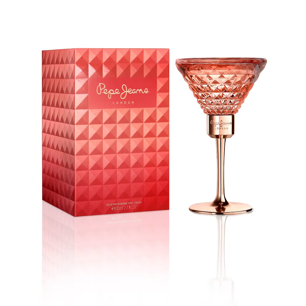 Pepe Jeans For Her perfume bottle in pink with gourmand notes for women