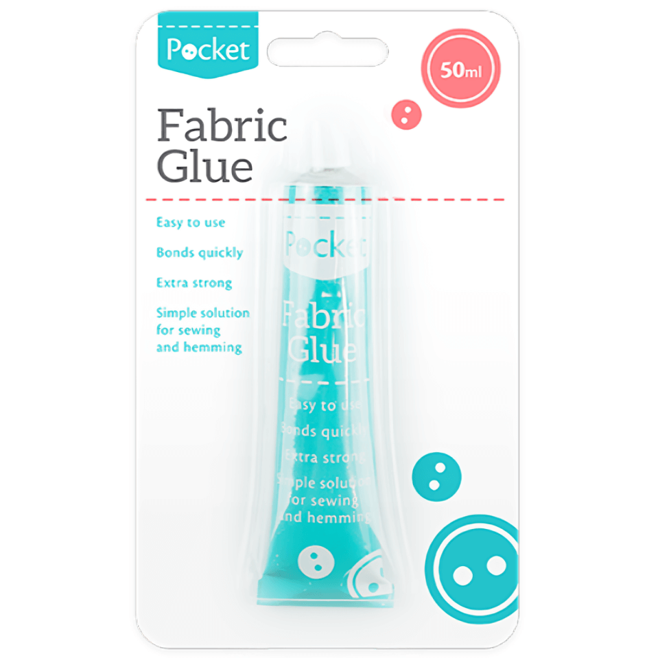 Pocket extra strong fabric glue 50ml for no sew fabric repairs and hemming