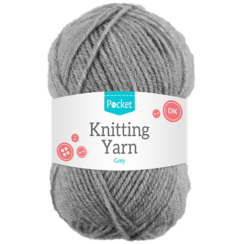 Pocket Grey Acrylic Knitting Yarn 75G