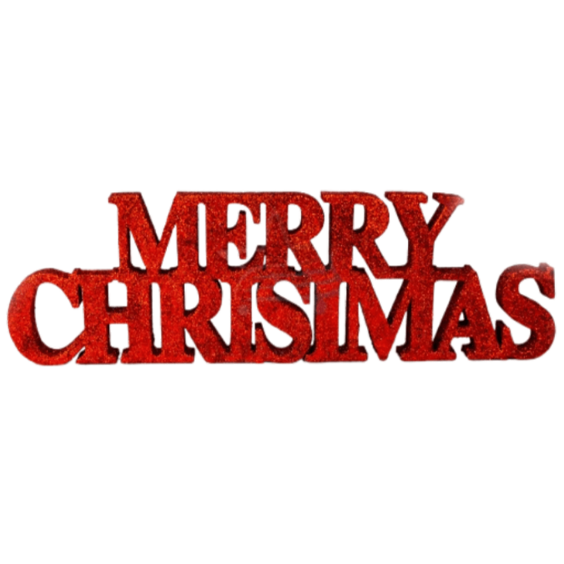 Red merry Christmas glitter sign free standing decoration